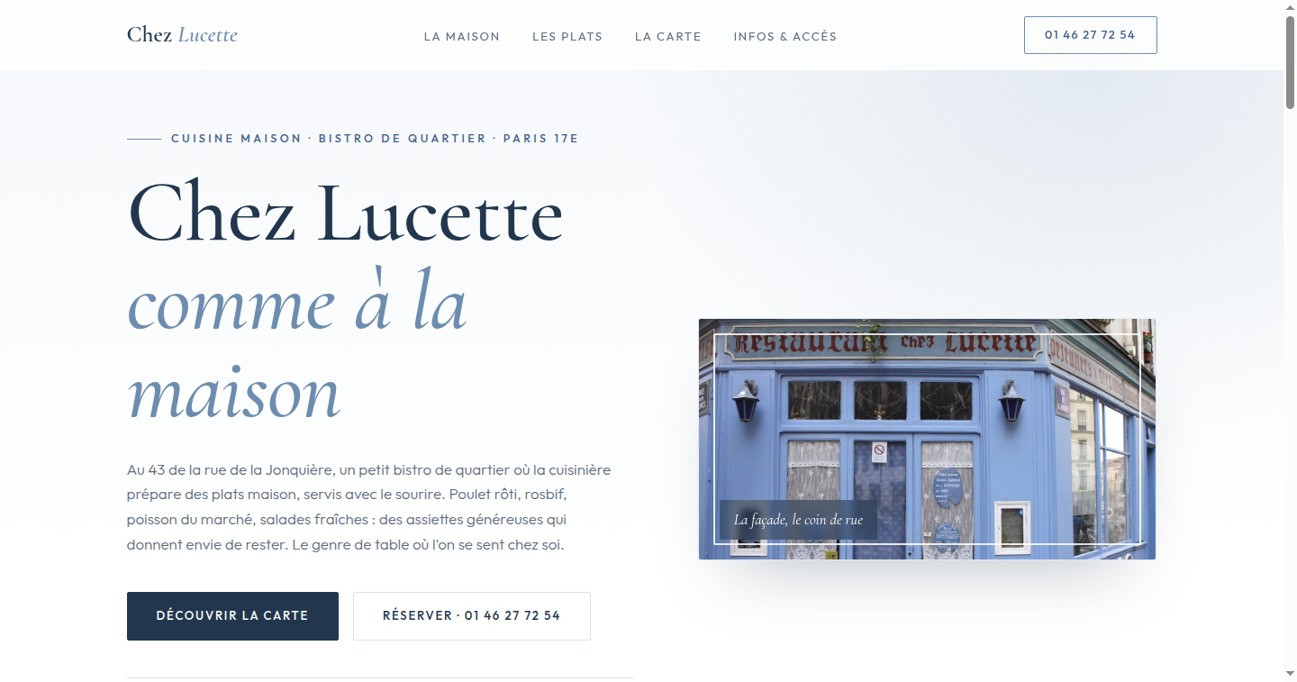 Site Chez Lucette bistro